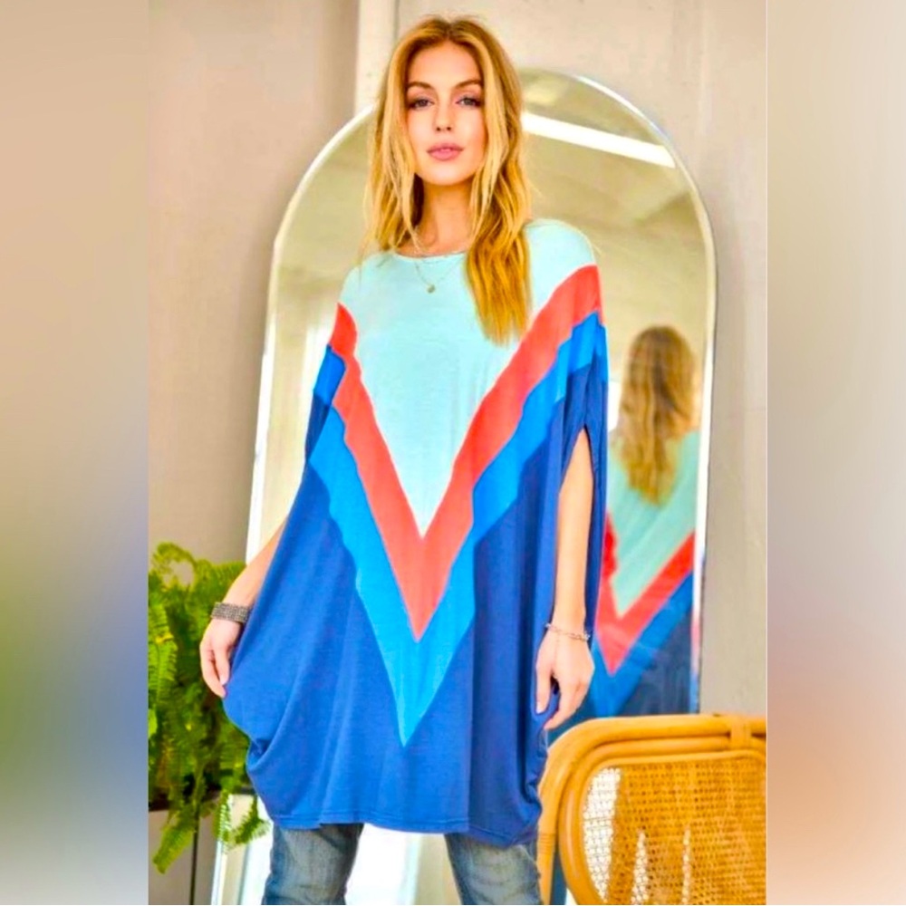 DAVI & DANI Women’s Colorblock Oversized Tunic - One Size Fits All